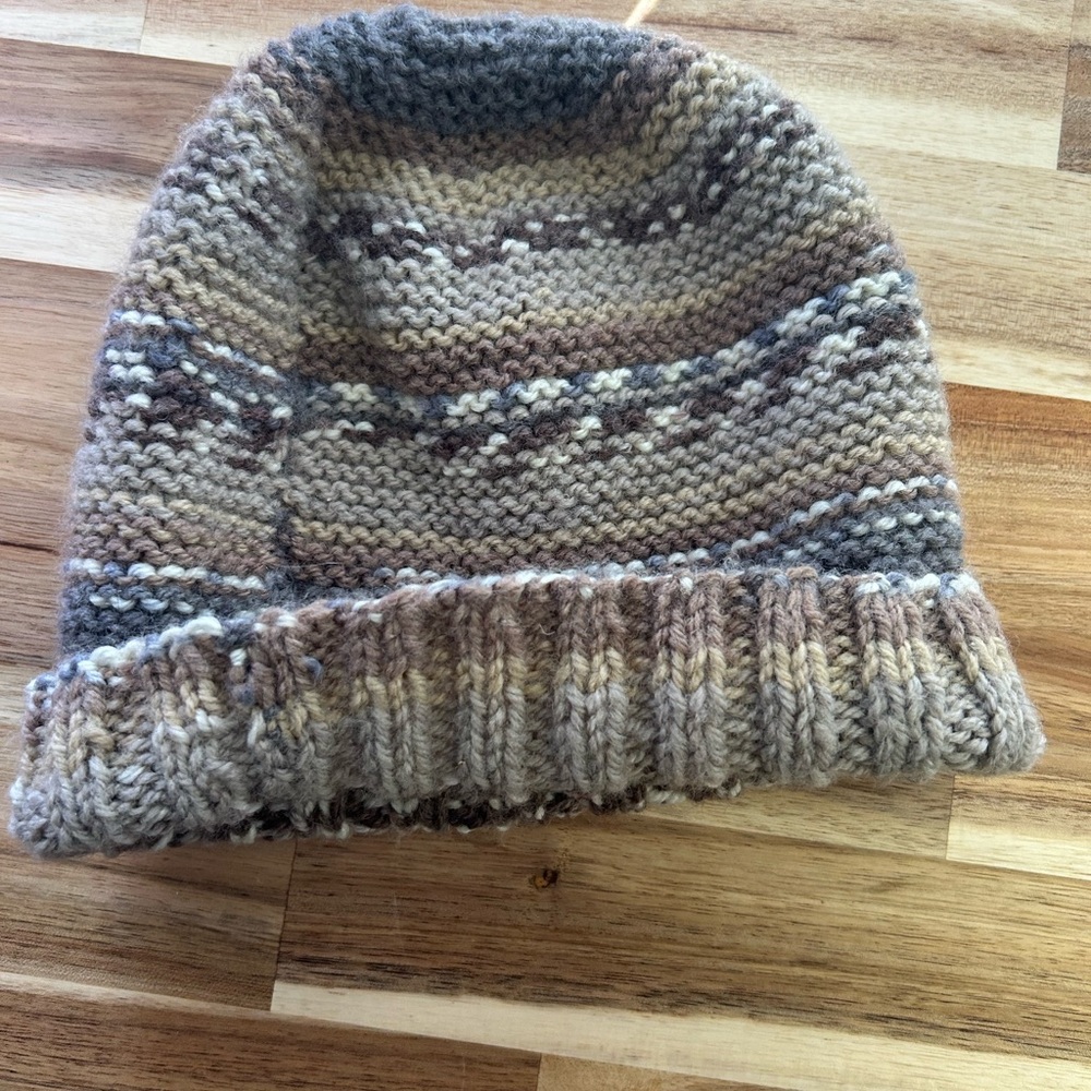 Kids Neutral Striped Knit Beanie Hat